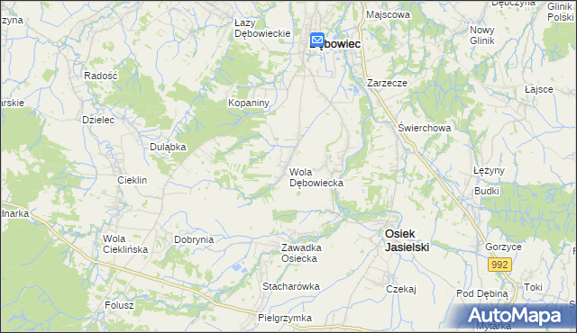 mapa Wola Dębowiecka, Wola Dębowiecka na mapie Targeo