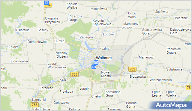 mapa Wolbrom, Wolbrom na mapie Targeo