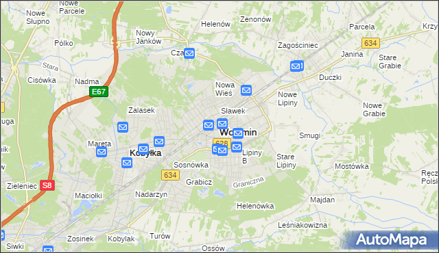 mapa Wołomin, Wołomin na mapie Targeo
