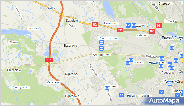 mapa Wysogotowo, Wysogotowo na mapie Targeo