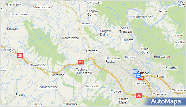 mapa Zabłotce gmina Sanok, Zabłotce gmina Sanok na mapie Targeo