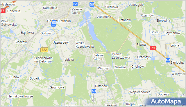 mapa Zalesie Górne, Zalesie Górne na mapie Targeo