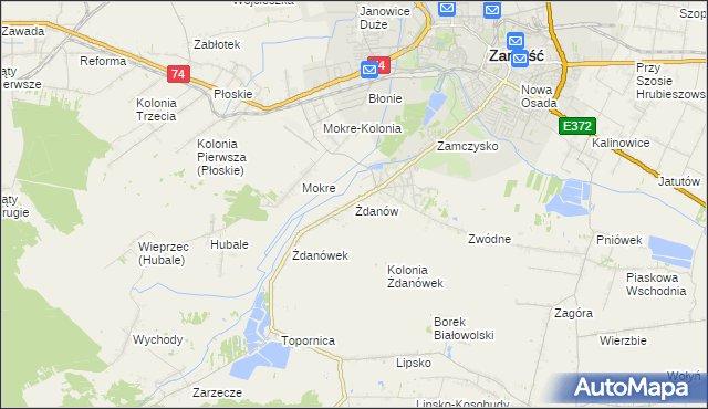 mapa Żdanów gmina Zamość, Żdanów gmina Zamość na mapie Targeo