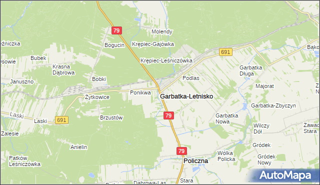 mapa Garbatka-Letnisko, Garbatka-Letnisko na mapie Targeo