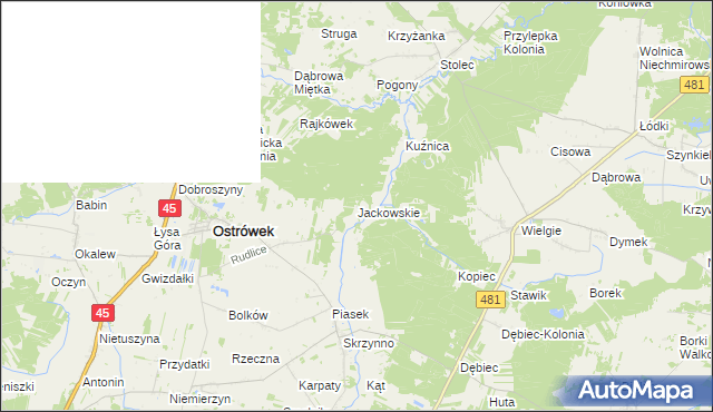 mapa Jackowskie, Jackowskie na mapie Targeo