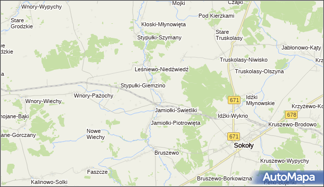 mapa Jamiołki-Godzieby, Jamiołki-Godzieby na mapie Targeo