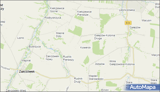 mapa Kowersk, Kowersk na mapie Targeo