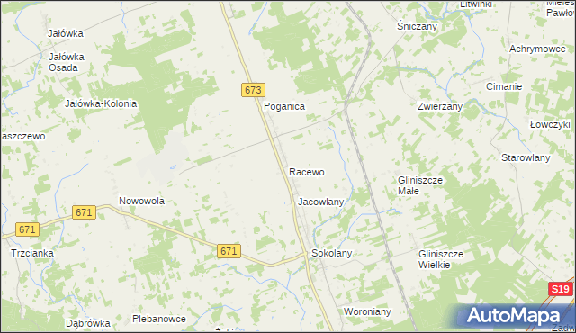 mapa Racewo, Racewo na mapie Targeo