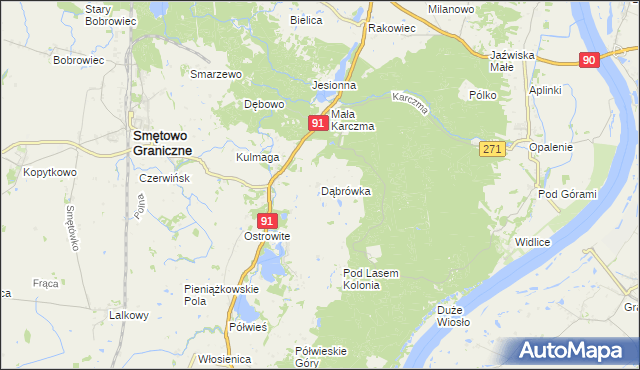 mapa Dąbrówka gmina Gniew, Dąbrówka gmina Gniew na mapie Targeo