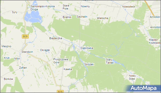 mapa Dąbrówka gmina Kamionka, Dąbrówka gmina Kamionka na mapie Targeo