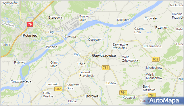 mapa Gawłuszowice, Gawłuszowice na mapie Targeo
