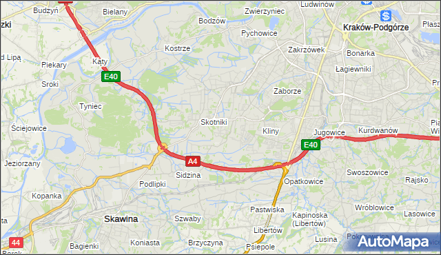 mapa Kobierzyn gmina Kraków, Kobierzyn gmina Kraków na mapie Targeo