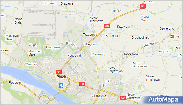 mapa Kostrogaj, Kostrogaj na mapie Targeo