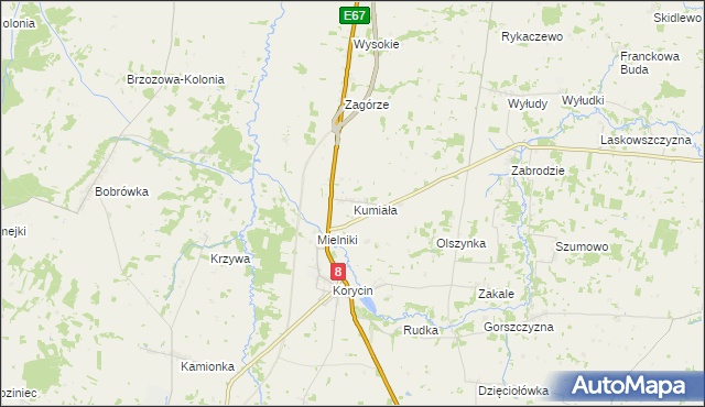 mapa Kumiała, Kumiała na mapie Targeo