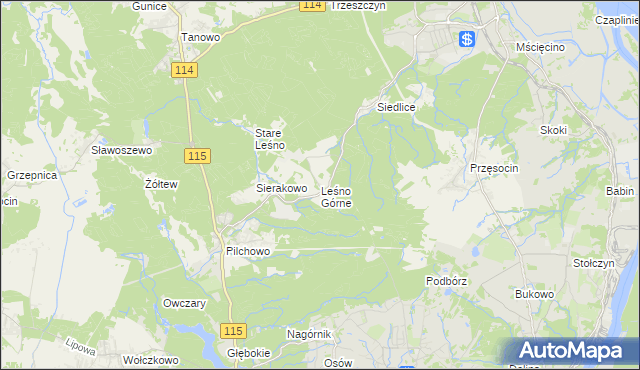 mapa Leśno Górne, Leśno Górne na mapie Targeo