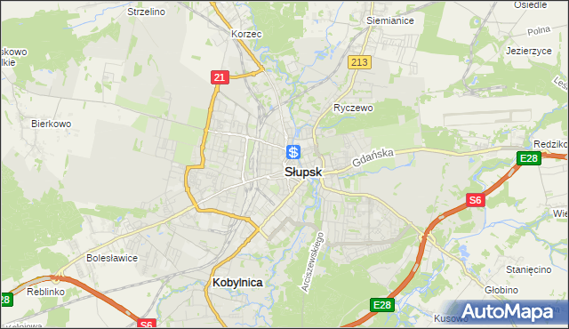 mapa Słupska, Słupsk na mapie Targeo