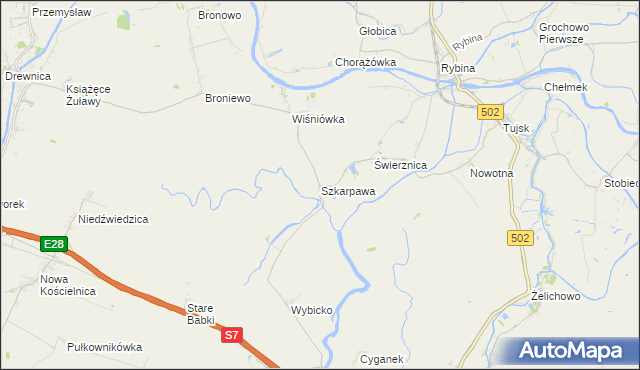 mapa Szkarpawa, Szkarpawa na mapie Targeo