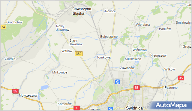 mapa Tomkowa, Tomkowa na mapie Targeo
