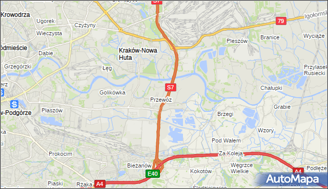 mapa Ulica gmina Kraków, Ulica gmina Kraków na mapie Targeo