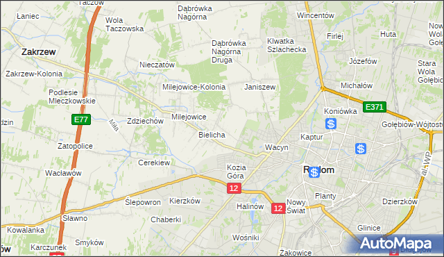 mapa Wacyn, Wacyn na mapie Targeo