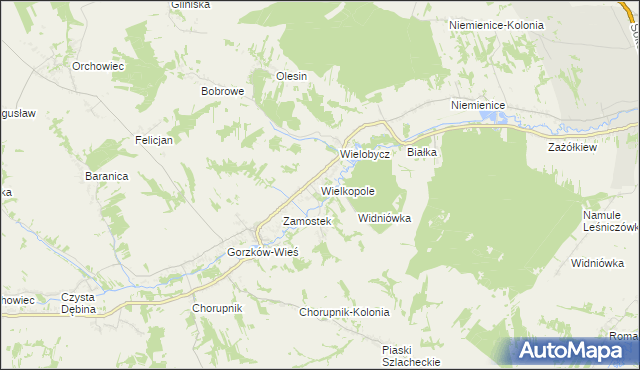 mapa Wielkopole gmina Gorzków, Wielkopole gmina Gorzków na mapie Targeo