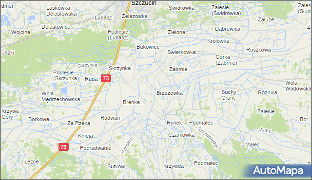 mapa Brzezówka gmina Szczucin, Brzezówka gmina Szczucin na mapie Targeo