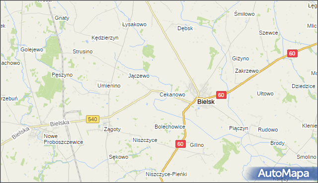 mapa Cekanowo gmina Bielsk, Cekanowo gmina Bielsk na mapie Targeo