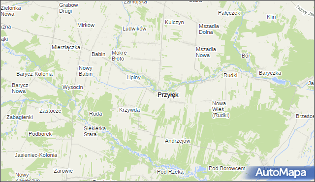 mapa Przyłęk powiat zwoleński, Przyłęk powiat zwoleński na mapie Targeo