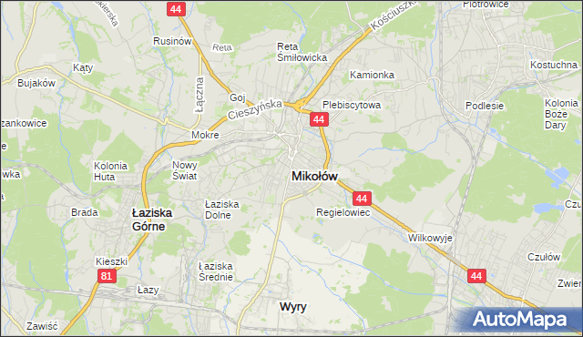 mapa Mikołów, Mikołów na mapie Targeo