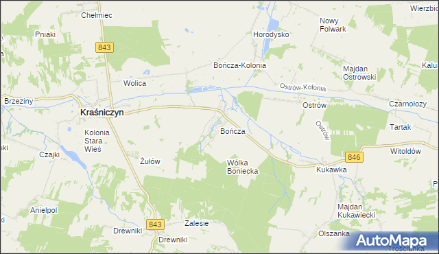 mapa Bończa gmina Kraśniczyn, Bończa gmina Kraśniczyn na mapie Targeo