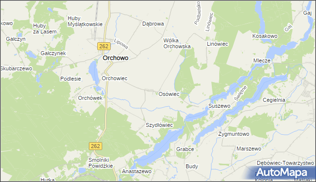 mapa Osówiec gmina Orchowo, Osówiec gmina Orchowo na mapie Targeo