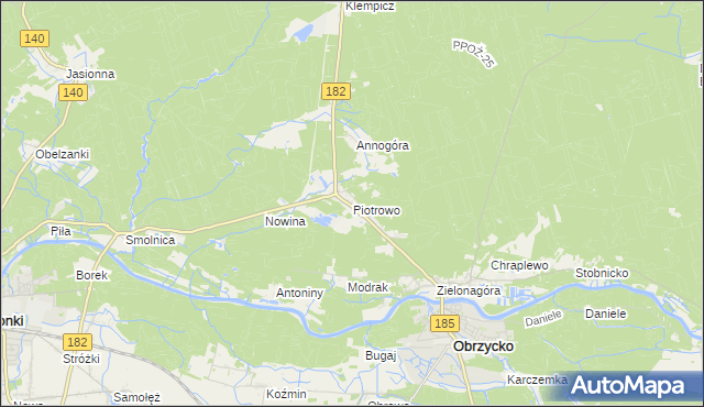 mapa Piotrowo gmina Obrzycko, Piotrowo gmina Obrzycko na mapie Targeo