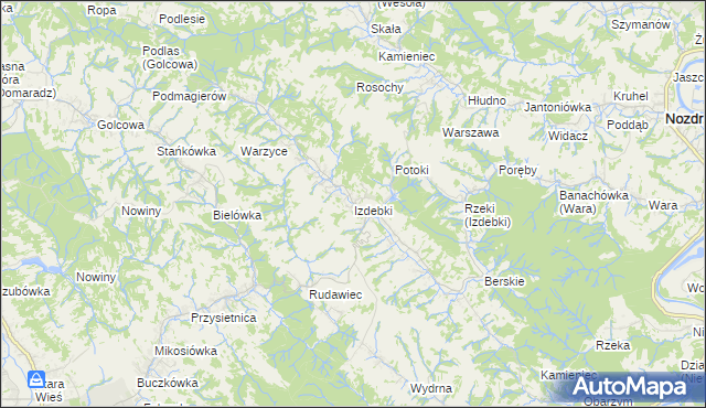 mapa Izdebki gmina Nozdrzec, Izdebki gmina Nozdrzec na mapie Targeo