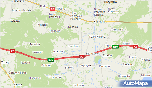 mapa Kałek gmina Krzymów, Kałek gmina Krzymów na mapie Targeo