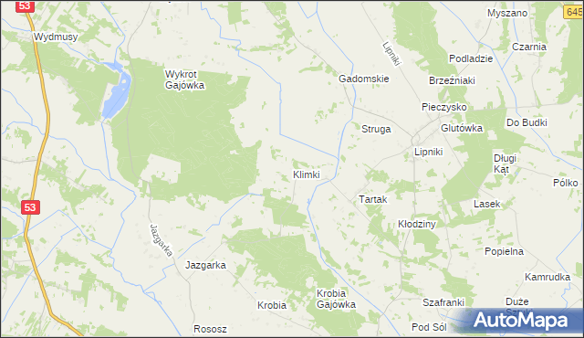 mapa Klimki gmina Kadzidło, Klimki gmina Kadzidło na mapie Targeo