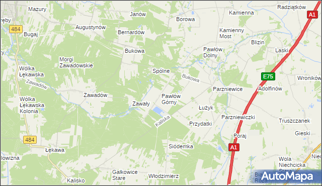 mapa Pawłów Górny, Pawłów Górny na mapie Targeo