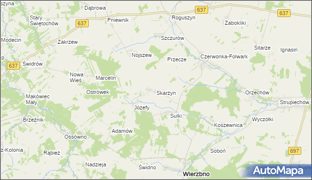 mapa Skarżyn gmina Wierzbno, Skarżyn gmina Wierzbno na mapie Targeo