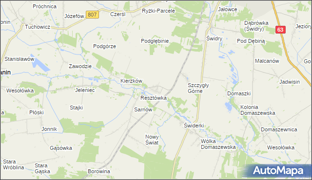 mapa Szczygły Dolne, Szczygły Dolne na mapie Targeo