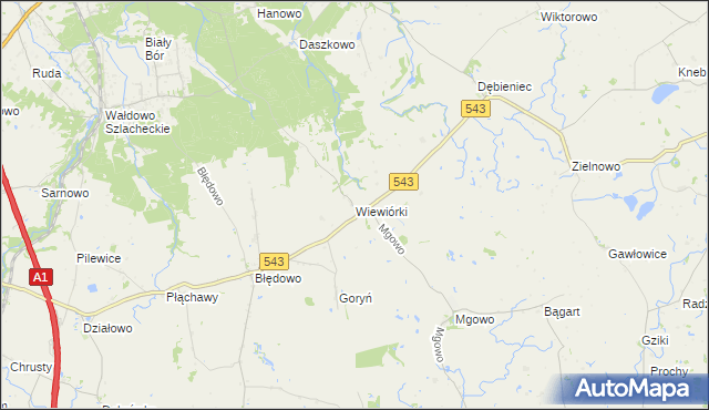 mapa Wiewiórki gmina Płużnica, Wiewiórki gmina Płużnica na mapie Targeo