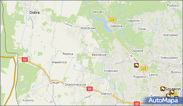 mapa Bezrzecze, Bezrzecze na mapie Targeo