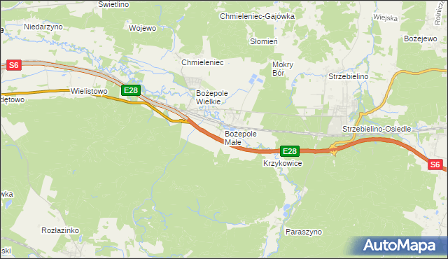 mapa Bożepole Małe, Bożepole Małe na mapie Targeo