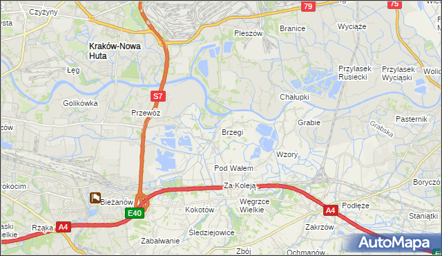 mapa Brzegi gmina Wieliczka, Brzegi gmina Wieliczka na mapie Targeo