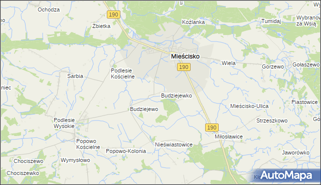 mapa Budziejewko, Budziejewko na mapie Targeo