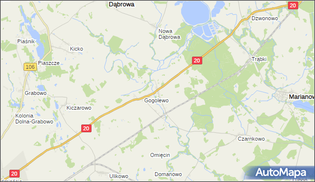 mapa Dalewo gmina Marianowo, Dalewo gmina Marianowo na mapie Targeo