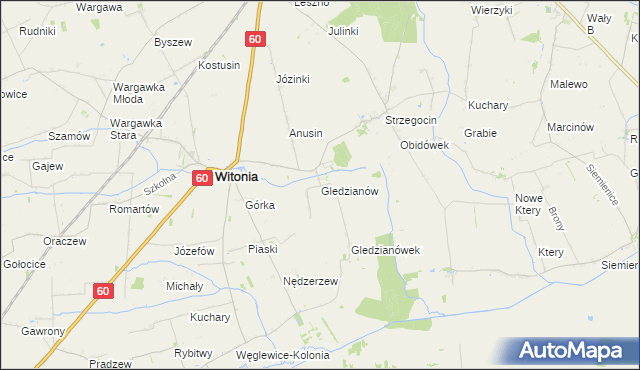 mapa Gledzianów, Gledzianów na mapie Targeo