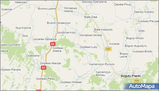 mapa Godlewo-Łuby, Godlewo-Łuby na mapie Targeo