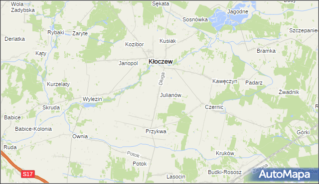 mapa Julianów gmina Kłoczew, Julianów gmina Kłoczew na mapie Targeo