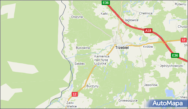 mapa Kamienica nad Nysą Łużycką, Kamienica nad Nysą Łużycką na mapie Targeo