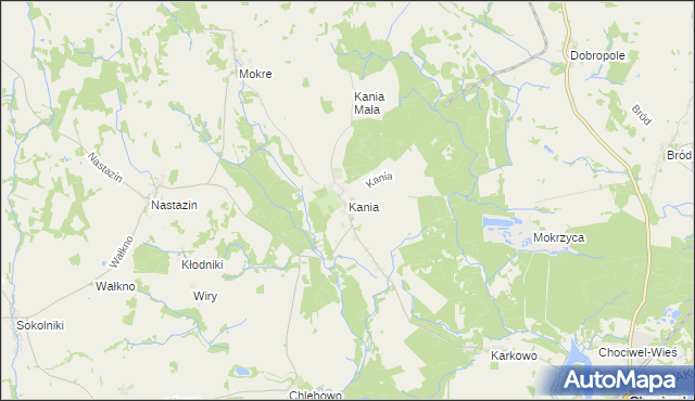 mapa Kania gmina Chociwel, Kania gmina Chociwel na mapie Targeo