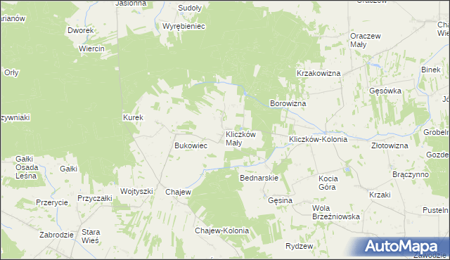 mapa Kliczków Mały, Kliczków Mały na mapie Targeo